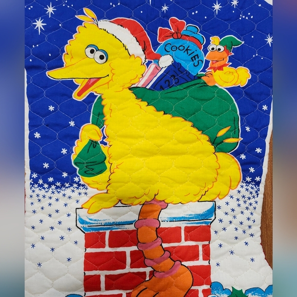 Vintage Sesame Street BIG Bird Santa Jumbo Stocking double sided 30x19 inches - Picture 4 of 4